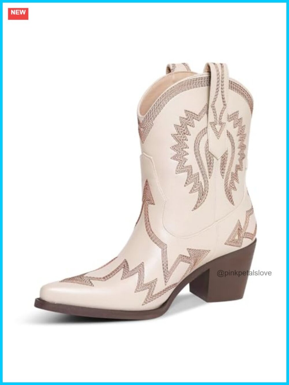Women's Western Ankle Cowboy Boots Chunky Pointed Toe Wide Calf PU Leather